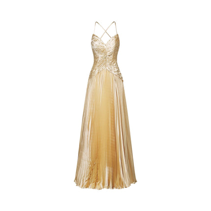 Gelsomina Gold Sequined Bustier Maxi Dress