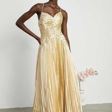 Gelsomina Gold Sequined Maxi Dress