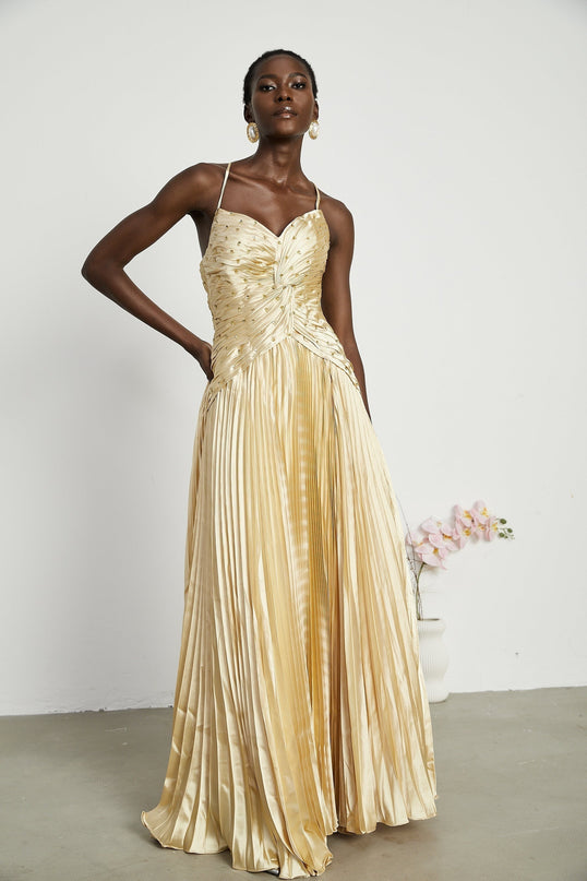 Gelsomina Gold Sequined Maxi Dress
