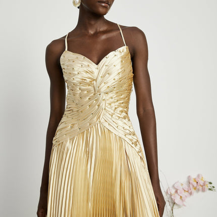 Gelsomina Gold Sequined Maxi Dress