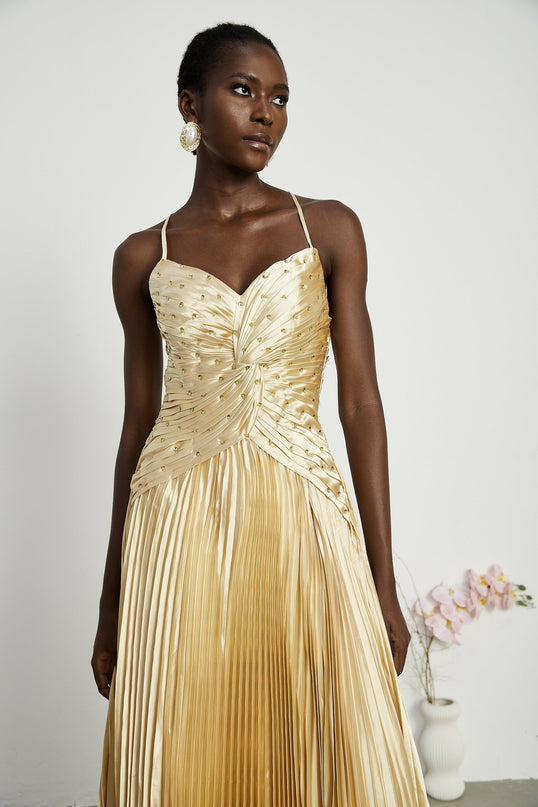 Gelsomina Gold Sequined Maxi Dress