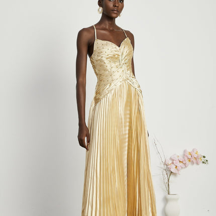 Gelsomina Gold Sequined Maxi Dress
