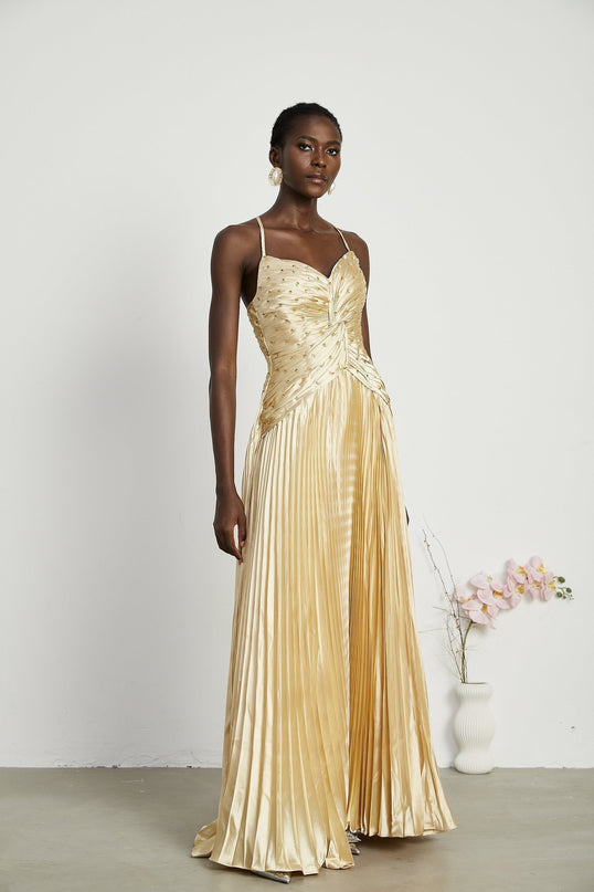 Gelsomina Gold Sequined Maxi Dress