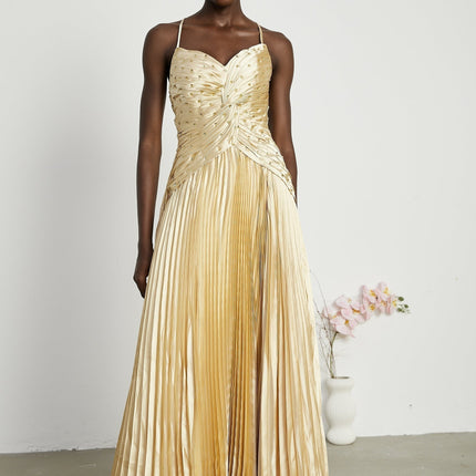 Gelsomina Gold Sequined Maxi Dress
