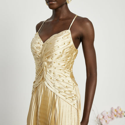 Gelsomina Gold Sequined Maxi Dress