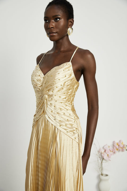 Gelsomina Gold Sequined Maxi Dress
