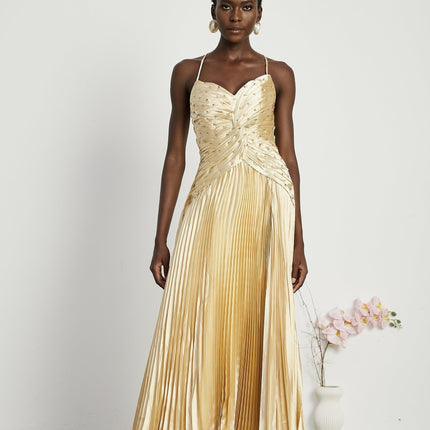 Gelsomina Gold Sequined Maxi Dress