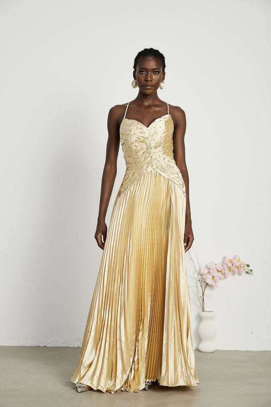 Gelsomina Gold Sequined Maxi Dress