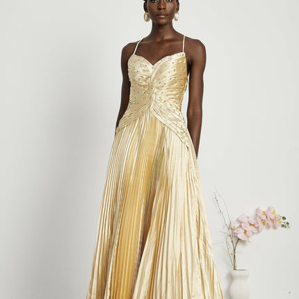 Gelsomina Gold Sequined Maxi Dress