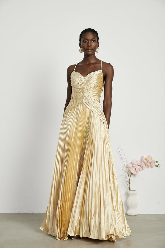 Gelsomina Gold Sequined Maxi Dress