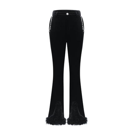 Gelsomina Pink Jacket and Black Trousers Set with faux-flower detailing and crystal embellishments