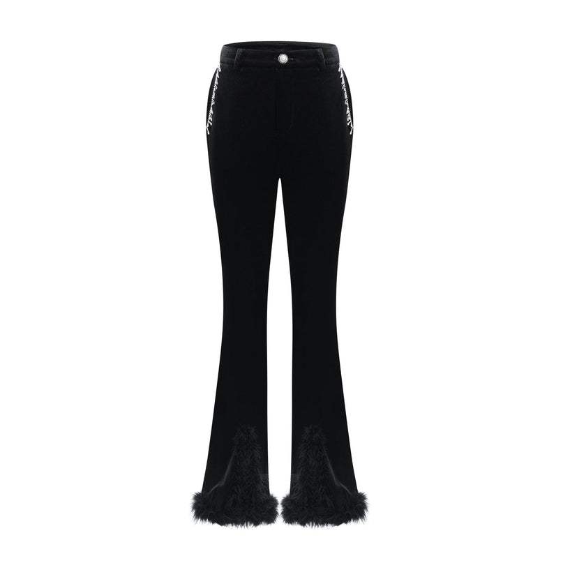 Gelsomina Pink Jacket and Black Trousers Set with faux-flower detailing and crystal embellishments