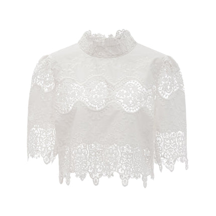 Gemma White Lace Trim Top Trousers Set