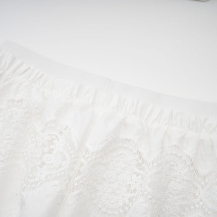 Gemma White Lace Trim Top Trousers Set