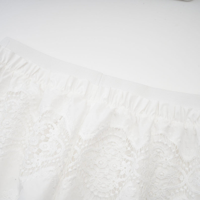 Gemma White Lace Trim Top Trousers Set