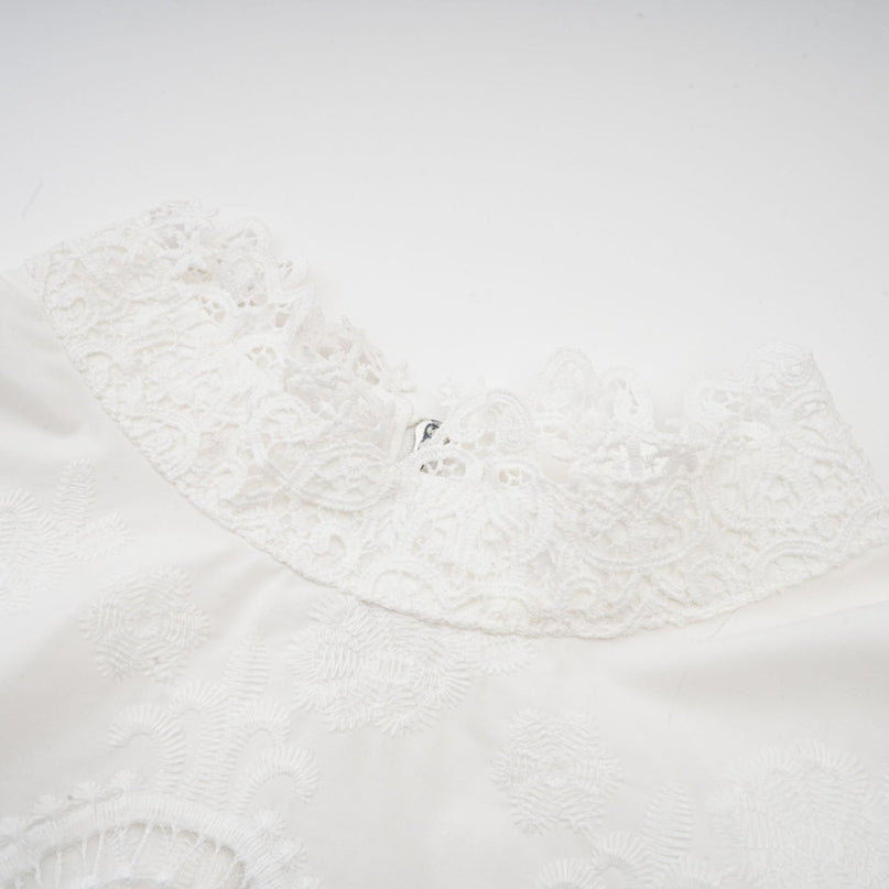 Gemma White Lace Trim Top Trousers Set