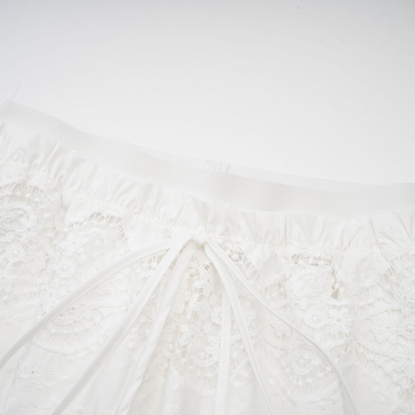 Gemma White Lace Trim Top Trousers Set