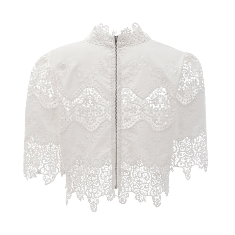Gemma White Lace Trim Top and Trousers Set