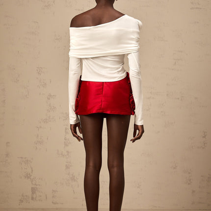 Gemmina White Twist Detail Long Sleeve Top