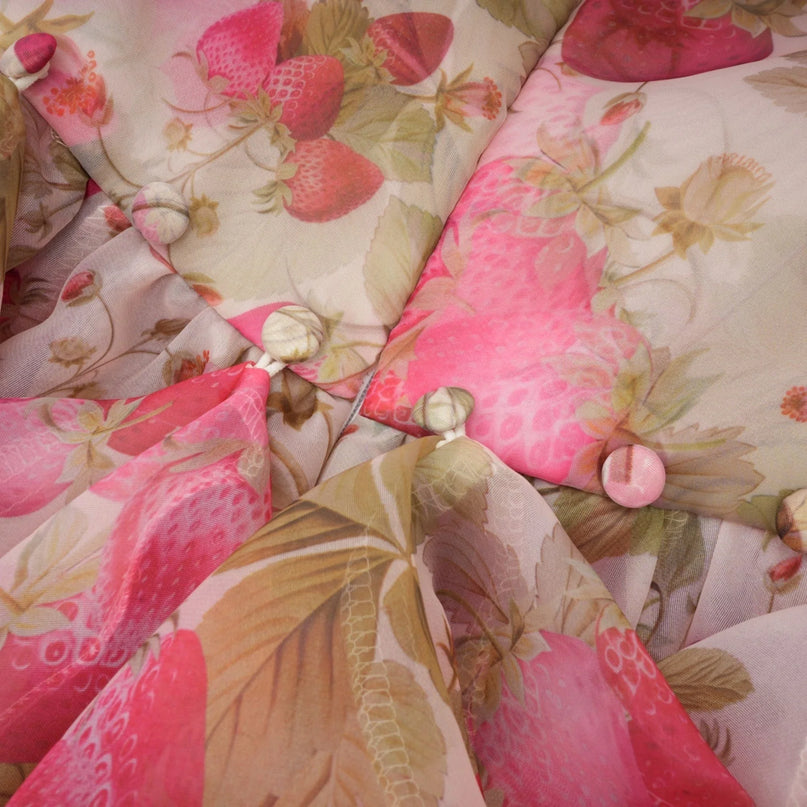 Geneviève fruitprint ruffled maxi dress