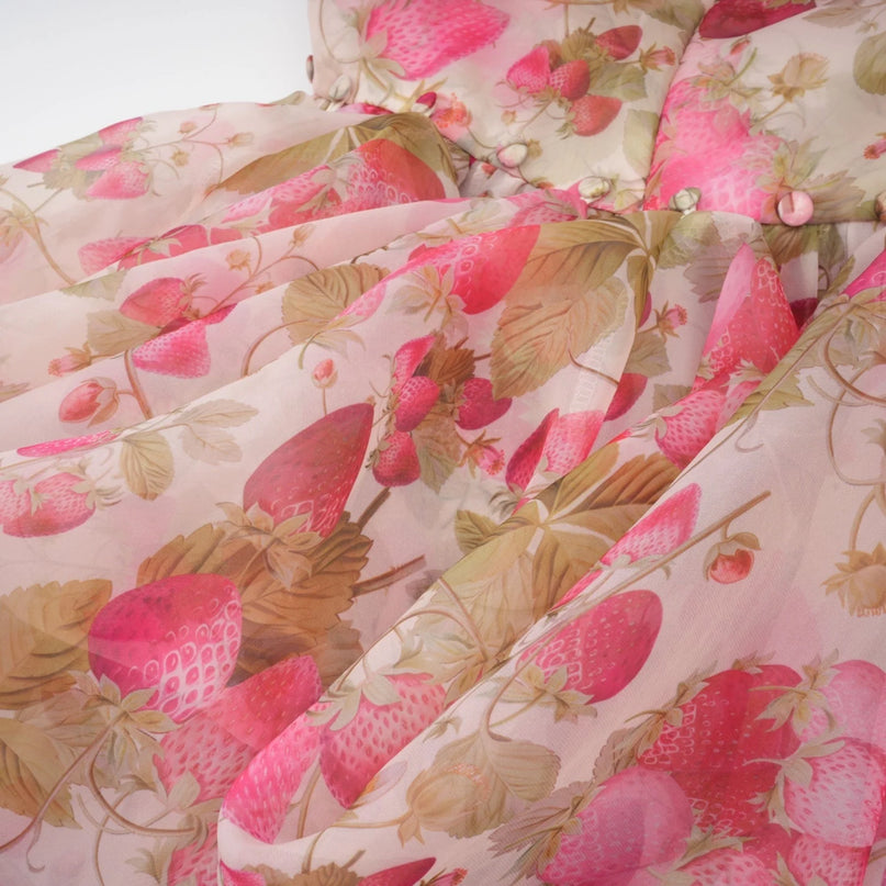 Geneviève fruitprint ruffled maxi dress