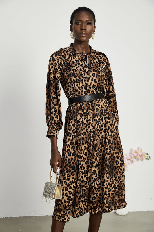 Geneviève leopardprint midi dress