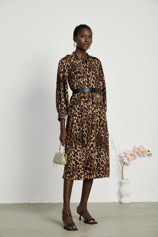 Geneviève leopardprint midi dress