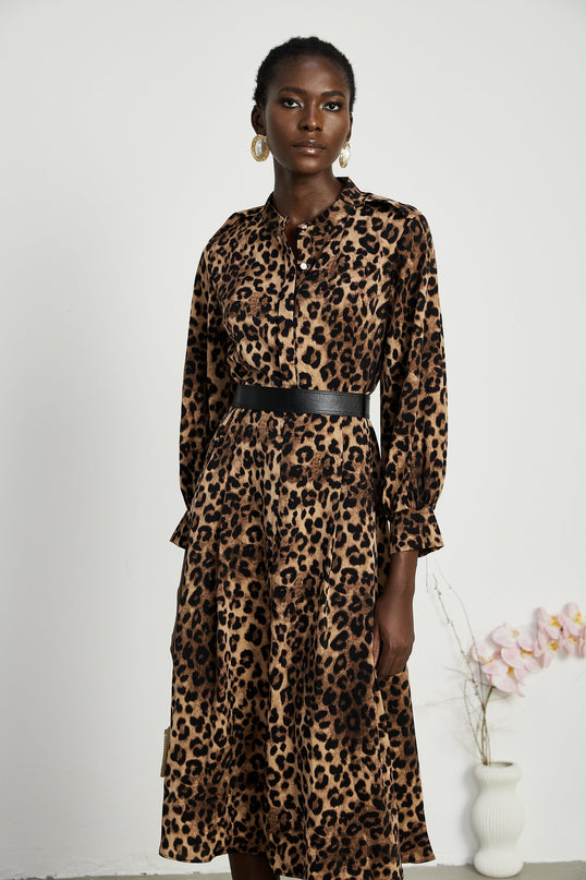 Geneviève leopardprint midi dress