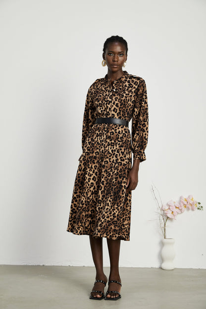 Geneviève leopardprint midi dress