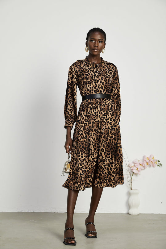 Geneviève leopardprint midi dress