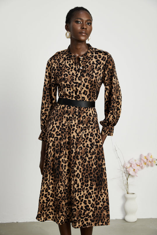 Geneviève leopardprint midi dress