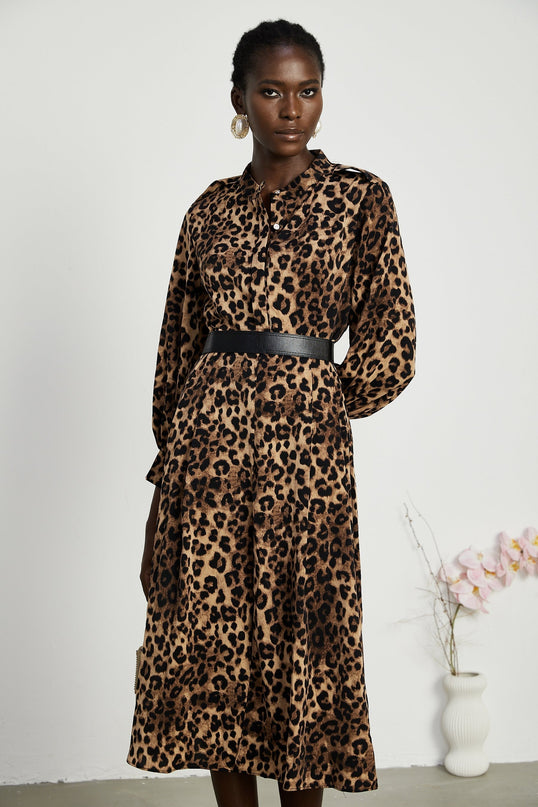 Geneviève leopardprint midi dress