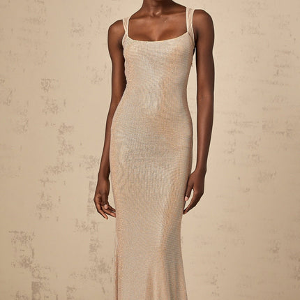 Genoveffa Elegant Sleeveless Maxi Dress in Neutrals