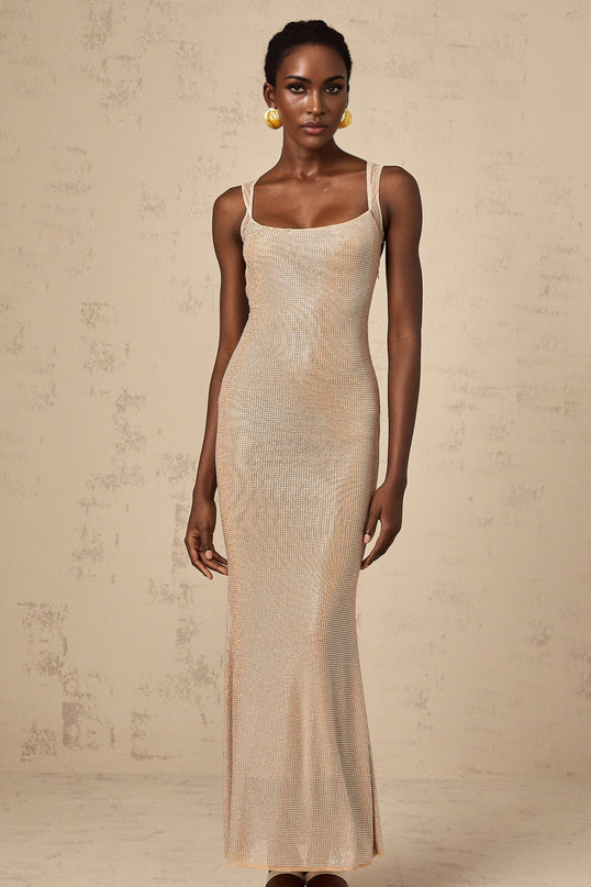 Genoveffa Elegant Sleeveless Maxi Dress in Neutrals