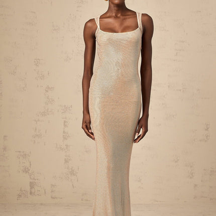 Genoveffa Elegant Sleeveless Maxi Dress in Neutrals