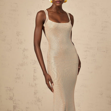 Genoveffa Elegant Sleeveless Maxi Dress in Neutrals