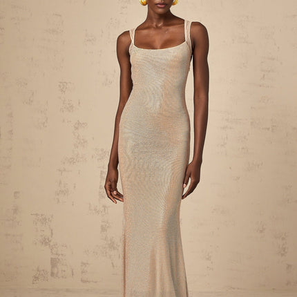 Genoveffa Elegant Sleeveless Maxi Dress in Neutrals
