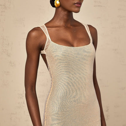 Genoveffa Elegant Sleeveless Maxi Dress in Neutrals