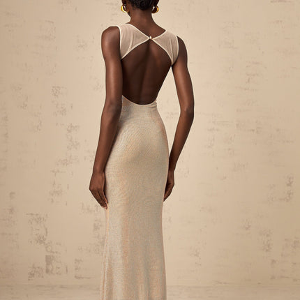 Genoveffa Elegant Sleeveless Maxi Dress in Neutrals