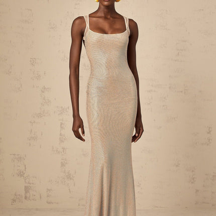 Genoveffa Elegant Sleeveless Maxi Dress in Neutrals