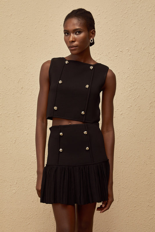 Georgia Black Knit Top  Skirt Set