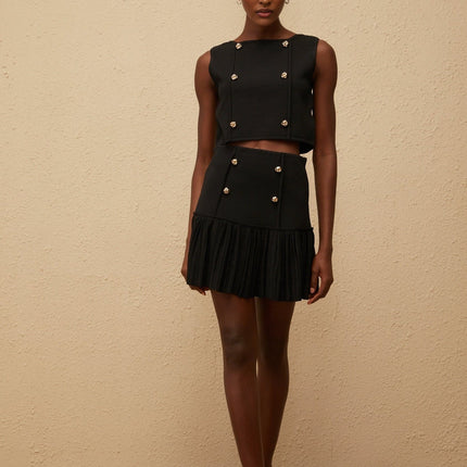 Georgia Black Knit Top and Skirt Set