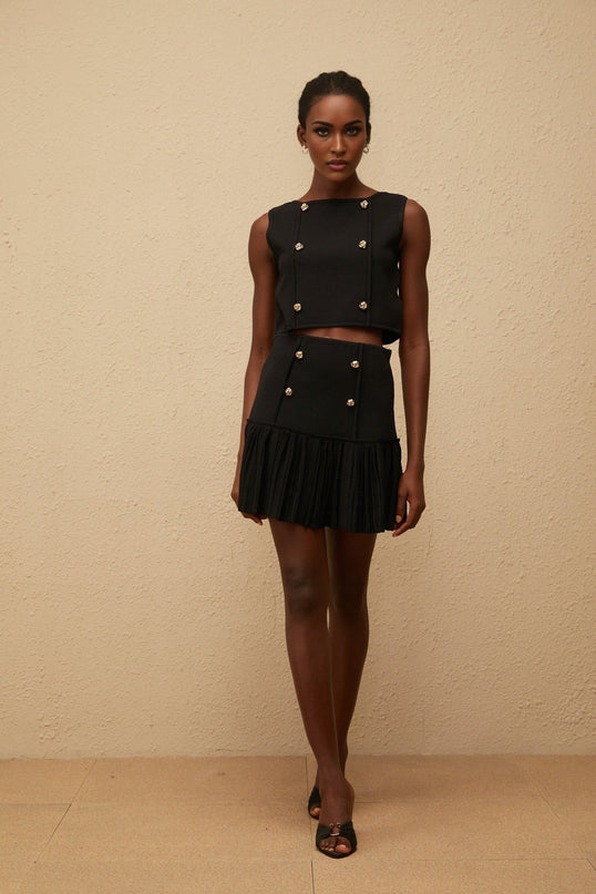 Georgia Black Knit Top and Skirt Set