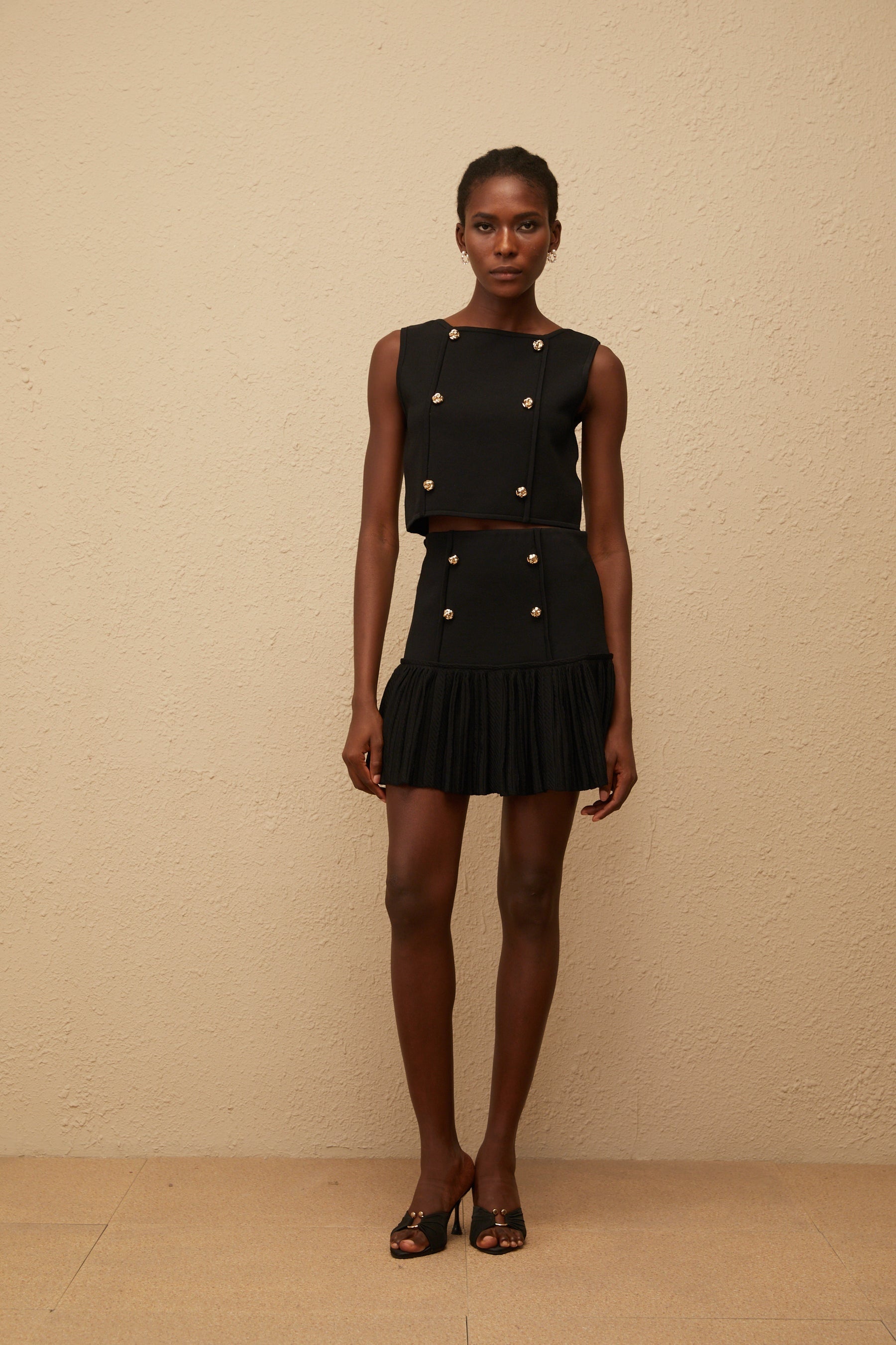 Georgia Black Knit Top  Skirt Set