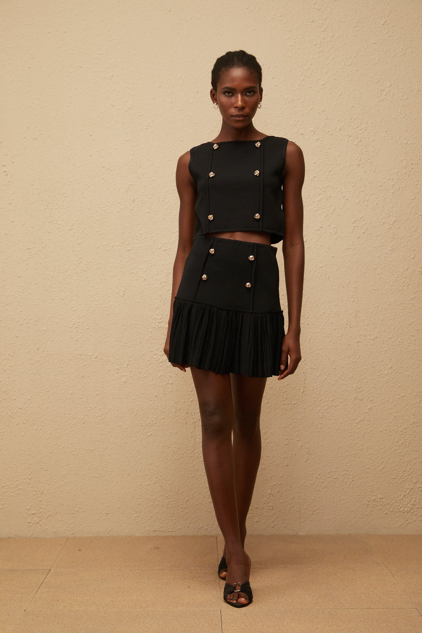 Georgia Black Knit Top  Skirt Set