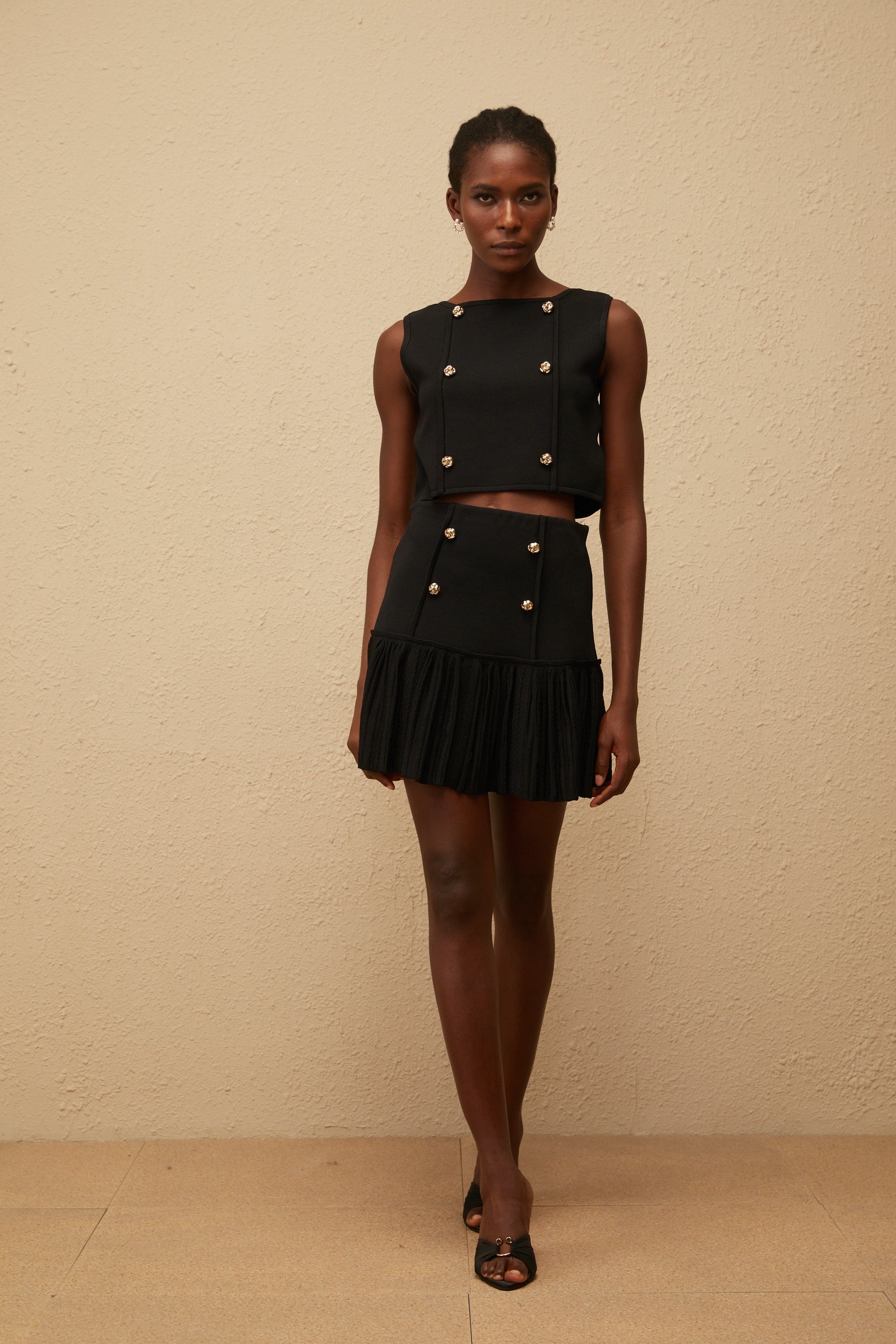 Georgia Black Knit Top  Skirt Set