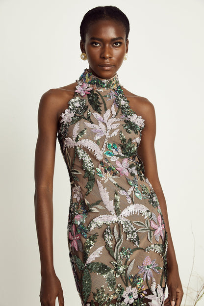 Géraldine sequinembellished embroidery mini dress