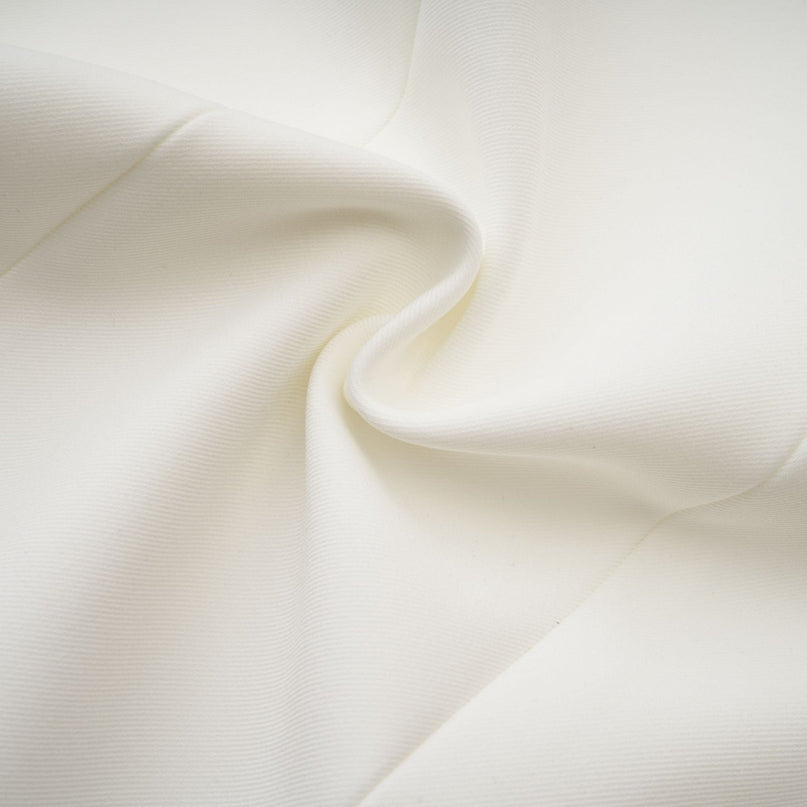 Giacomina White Mini Dress Square Neck Front Button Long Sleeves Polyester Spandex