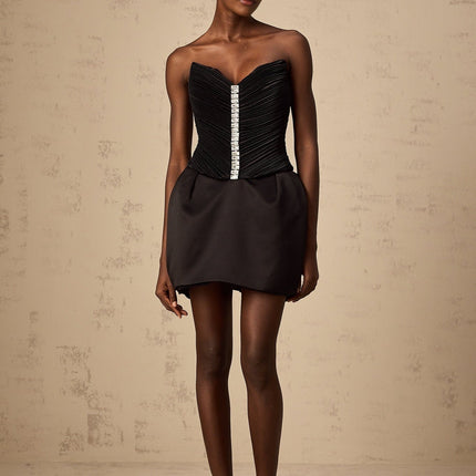 Giana Black Crystal Embellished Mini Dress