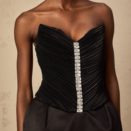 Giana Black Crystal Embellished Off-the-Shoulder Bodycon Mini Dress